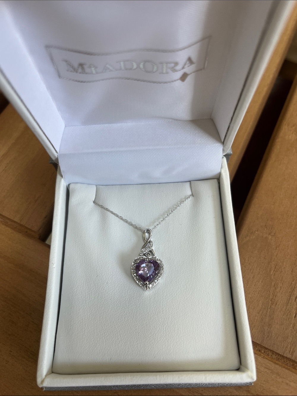 Heart-Shaped Amethyst Pendant Necklace in Silver